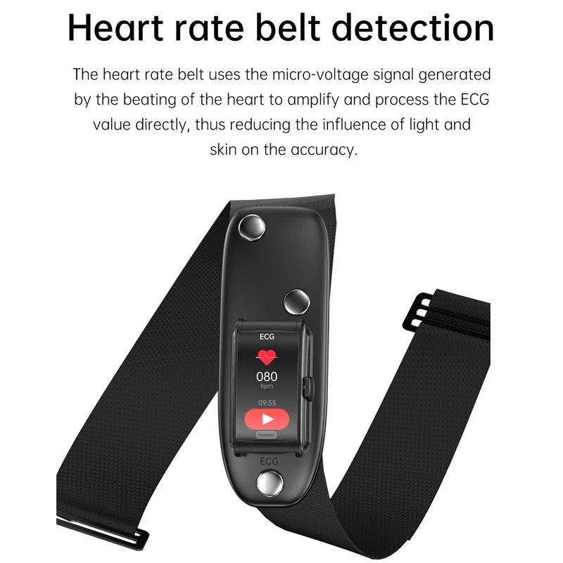 Bracelet intelligent de santé ECG + PPG de glycémie non invasif de haute qualité | Montre intelligente de sport étanche IP68 pour hommes avec surveillance de la glycémie