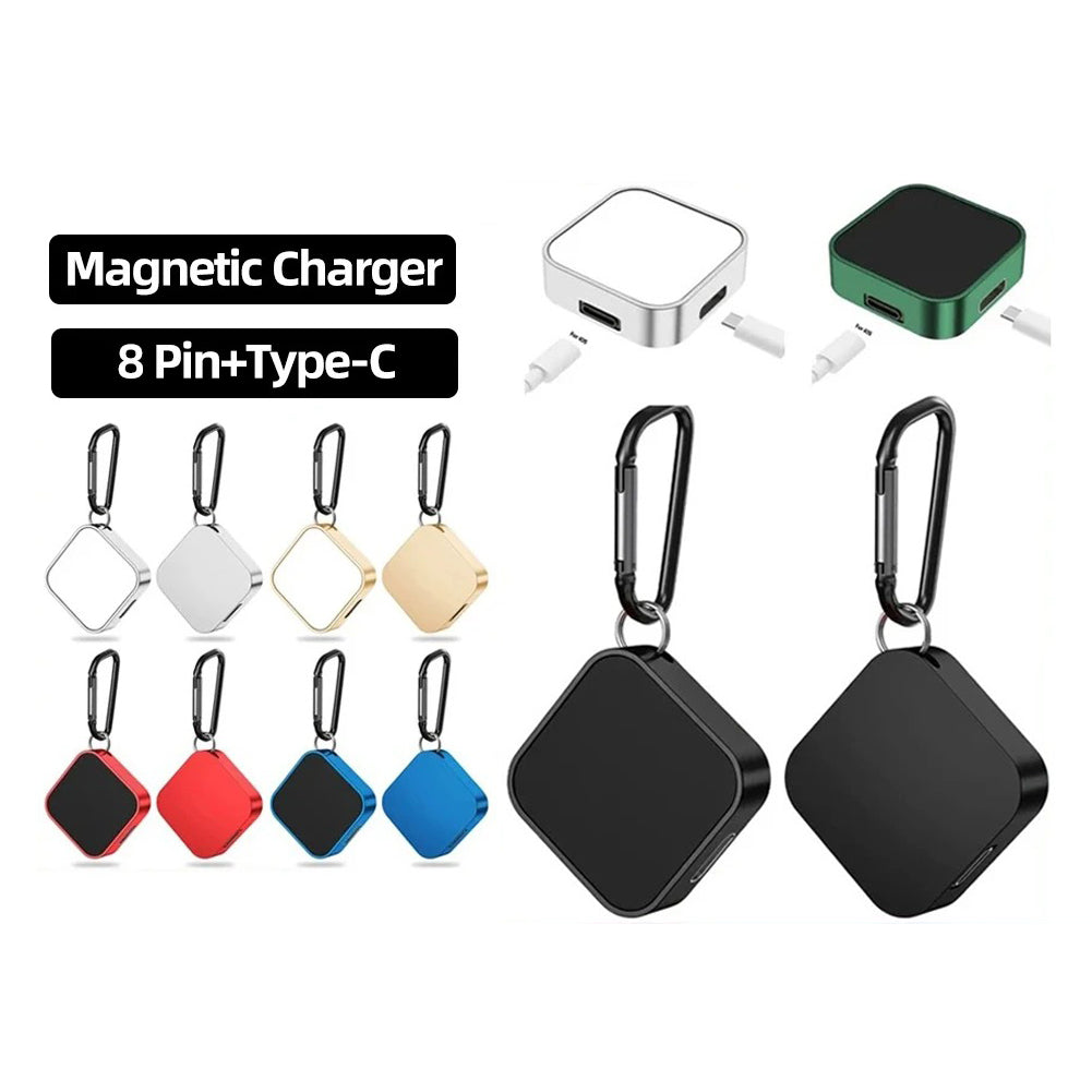 Premium 2-in-1 Ladedock Ständer 8-Pin Typ-C Drahtloses Magnetisches Ladegerät für Apple Watch Ultra | Kompatibel mit Apple