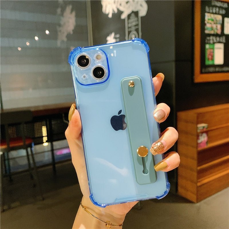 Premium Durchsichtige Candy-Farbe | Handgelenksband Handyhalter Klare Soft-Silikon Apple iPhone Case