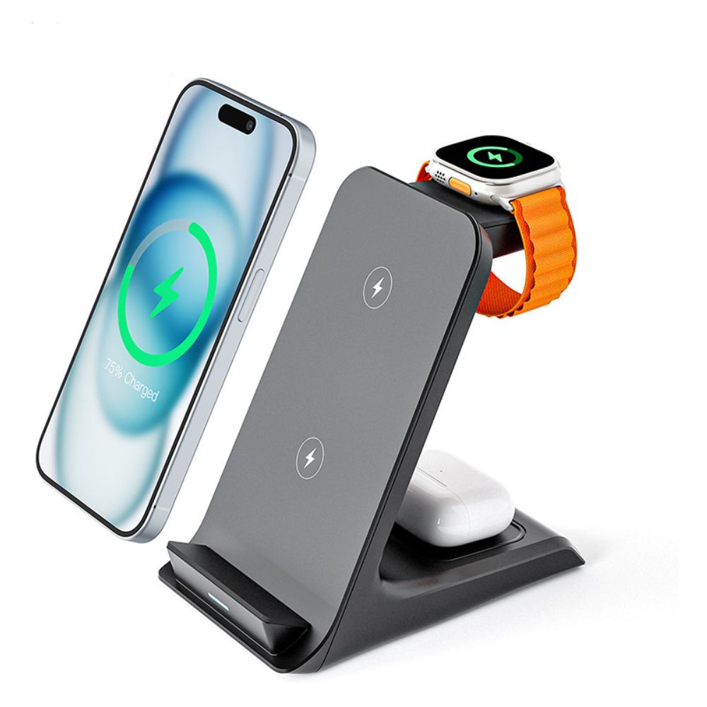 Premium 3 in 1, 30W Magnetic Wireless Charging Station | Wireless Charger for Smartphones, Apple iPhone, Samsung, iOS & Android Apple Watch/AirPods | Fast Charging Docking Station