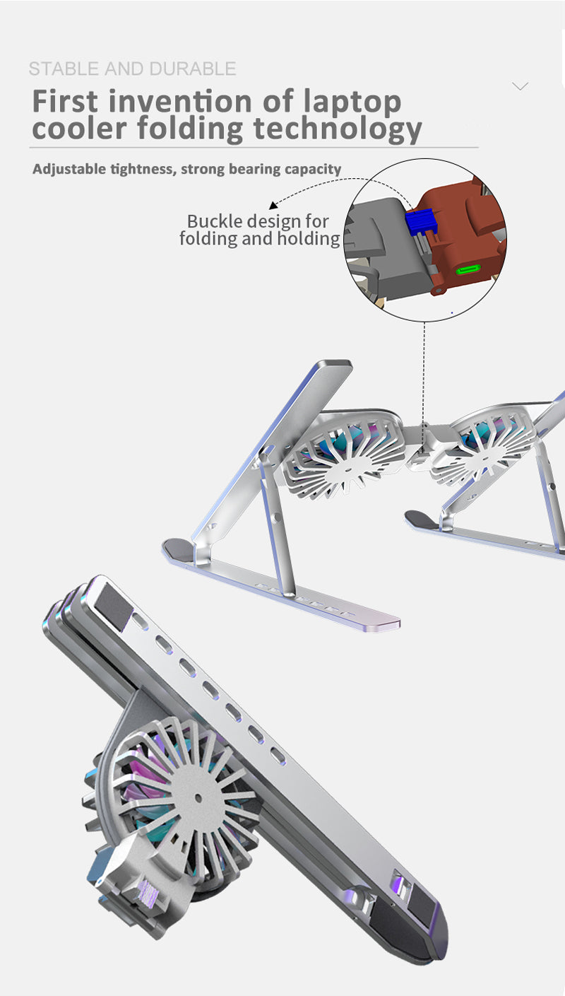 Premium Foldable Laptop and Tablet Stand with Cooling Fan: Ideal for Gaming Notebooks, MacBook Air/Pro/M3/M2/M1: 16,14,13-inch | 2024/2023/2022/2020 Series | Portable Accessory for Enhanced Cooling