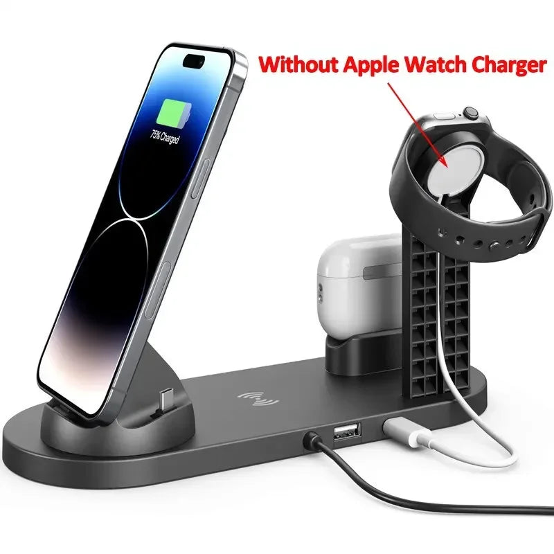 7 in 1 Wireless Fast Charging Station 30W, MagSafe Charger Docking Station & Stand | Fast Wireless Charging Station for Smartphones, Apple iPhone, Samsung, iOS & Android AirPods, Watch