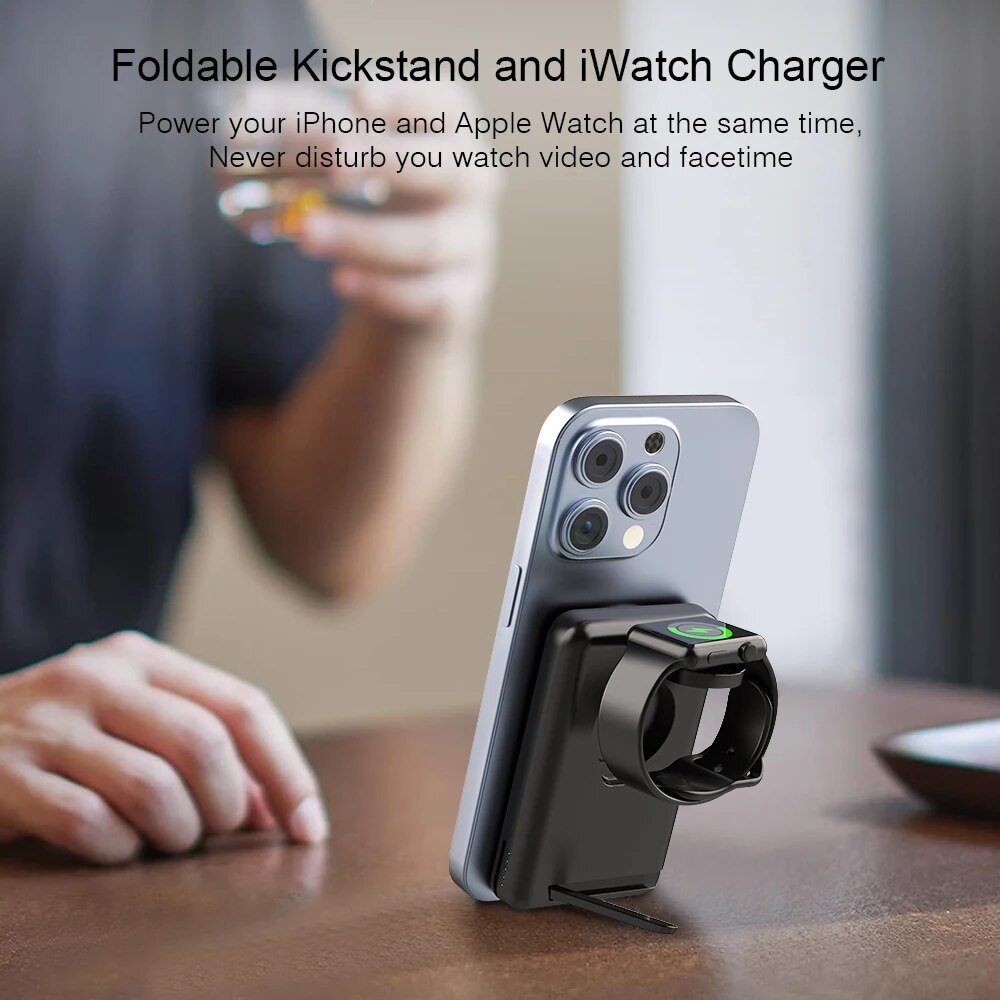 Magnetische Powerbank Ladegerät Kabellose Ladestation MagSafe Zusatzakku Externe Batterie Charging Station Apple iPhone Watch