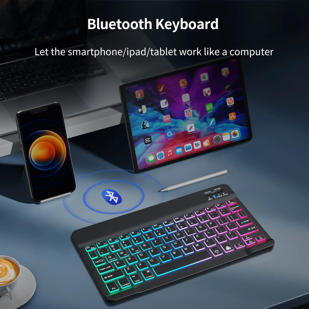 10-Inch Backlit for iPad/Pro/Air/Mini: 10/9/8/7/6/5/4/3 Series: Keyboard and Mouse Backlight | Premium Bluetooth Keyboard For iOS Android Windows Wireless Keyboard and Mouse