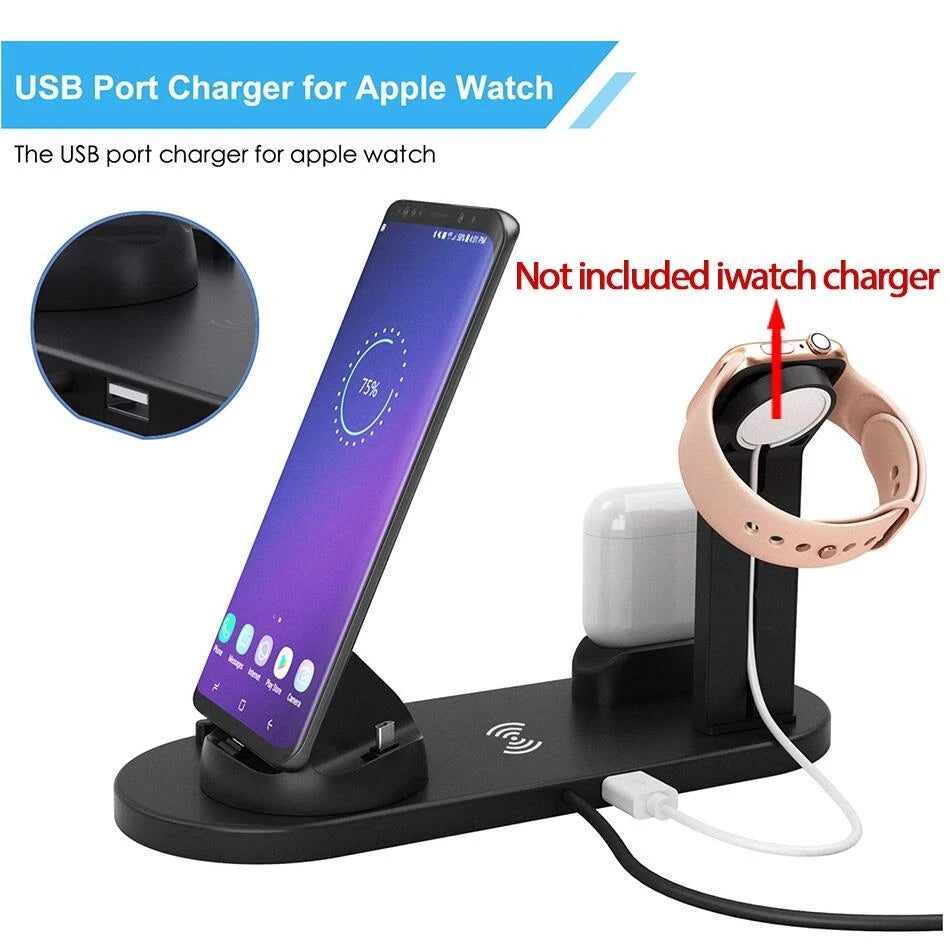 7 in 1 Wireless Fast Charging Station 30W, MagSafe Charger Docking Station & Stand | Fast Wireless Charging Station for Smartphones, Apple iPhone, Samsung, iOS & Android AirPods, Watch