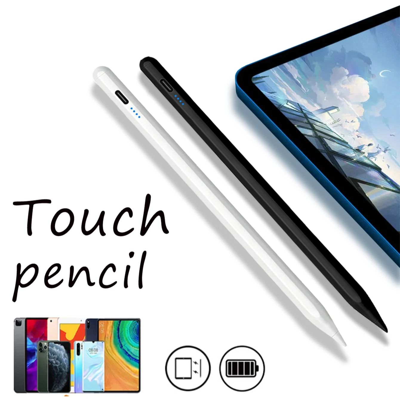 Premium Universal Stylus: Touch Pen for iPad/Pro/Air/Mini: 10/9/8/7/6/5/4/3 Series: Tablet, Laptop & Phone, Compatible with Apple iPhone, MacBook, iPad, Xiaomi, Huawei, iOS, Android & Windows - Precise Input Pen