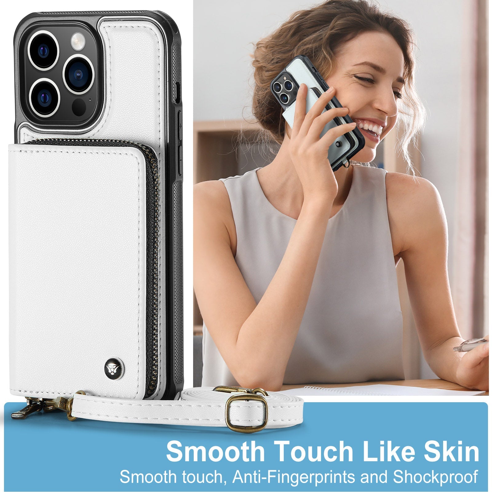 Étui portefeuille en cuir de luxe pour iPhone – Coque bandoulière MagSafe premium avec porte-cartes, fonction support & bandoulière, protection 360° antichoc, design fin, tout organisé – idéal pour extérieur & travail