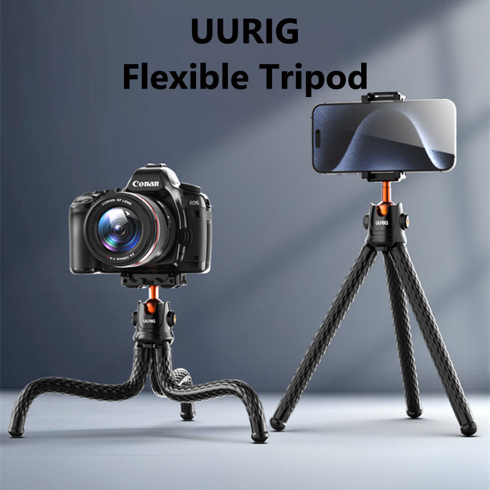 High-Quality Octopus Flex Tripod with 1/4 Screw, Ball Head & Cold Shoe: Universal Phone Clip for Apple iPhone 15/14/13/12/11 Pro Max/Plus/Mini,  SLR, DSLR Camera, GoPro Smartphones, Apple iPhone, Samsung, iOS &amp; Android  | Professional Photo/Video