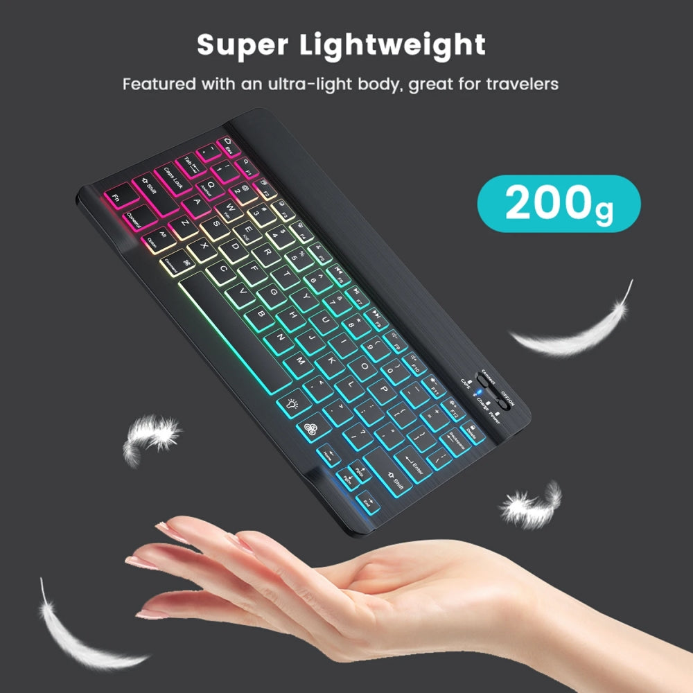 10-Inch Backlit for iPad/Pro/Air/Mini: 10/9/8/7/6/5/4/3 Series: Keyboard and Mouse Backlight | Premium Bluetooth Keyboard For iOS Android Windows Wireless Keyboard and Mouse