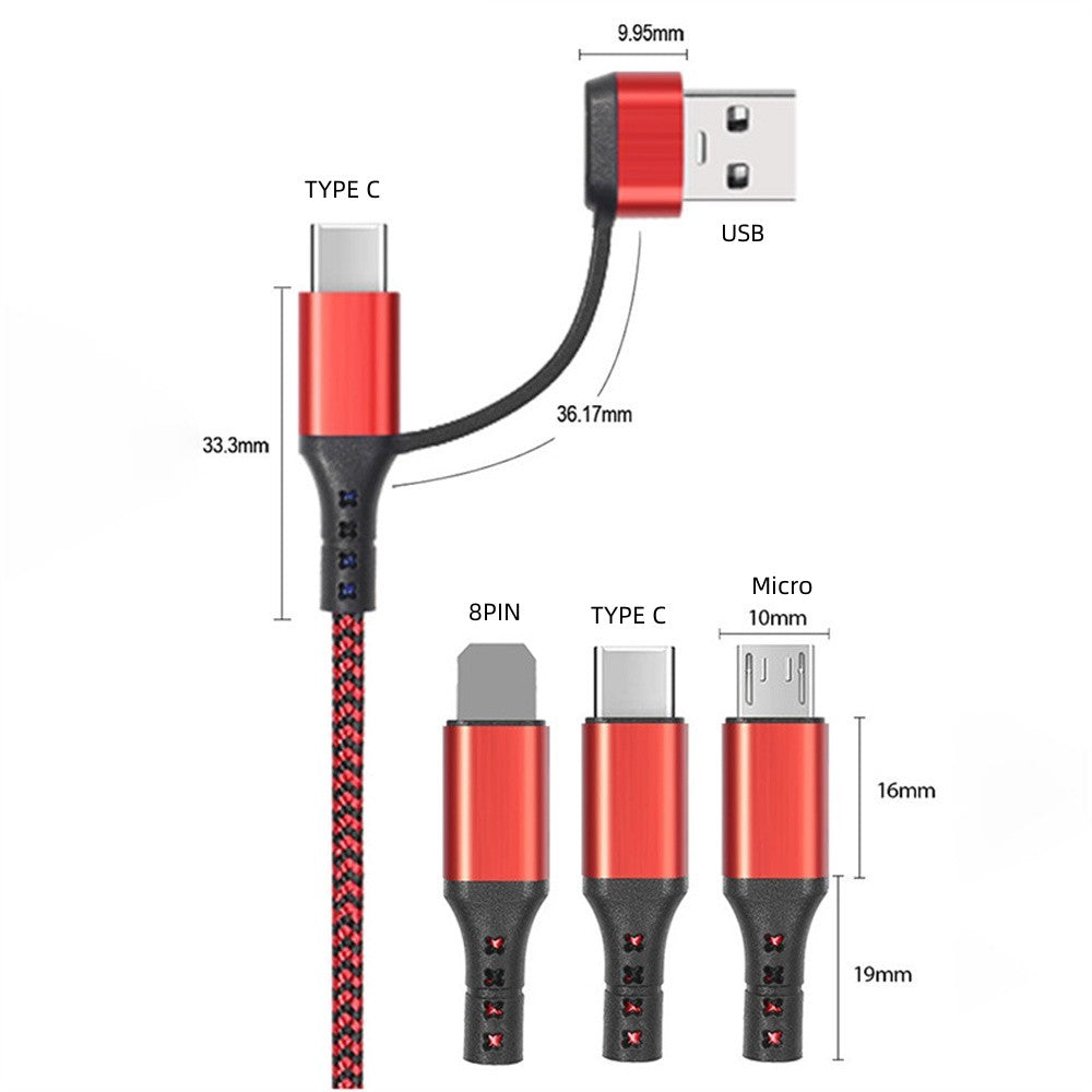 4-in-2 High-Quality USB Charging Data Cable for Smartphones, Apple iPhone, Samsung, iOS & Androide | iWatch Type-C Fast Charging Cable of High Quality