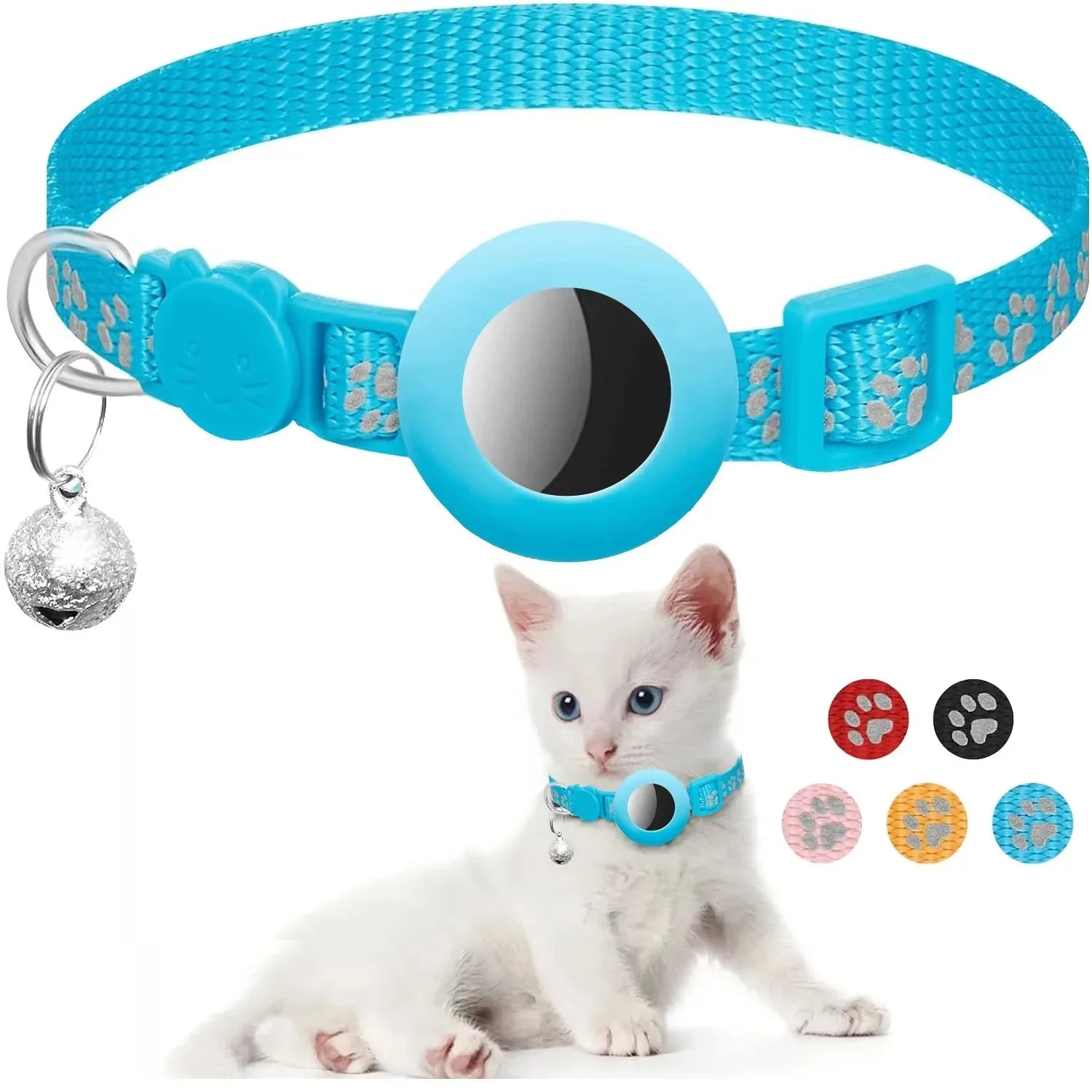 Premium Detachable AirTag Case & Collar for Cats: Reflective Cover with Apple AirTag Holder | Bell for Kitten Girls & Boys