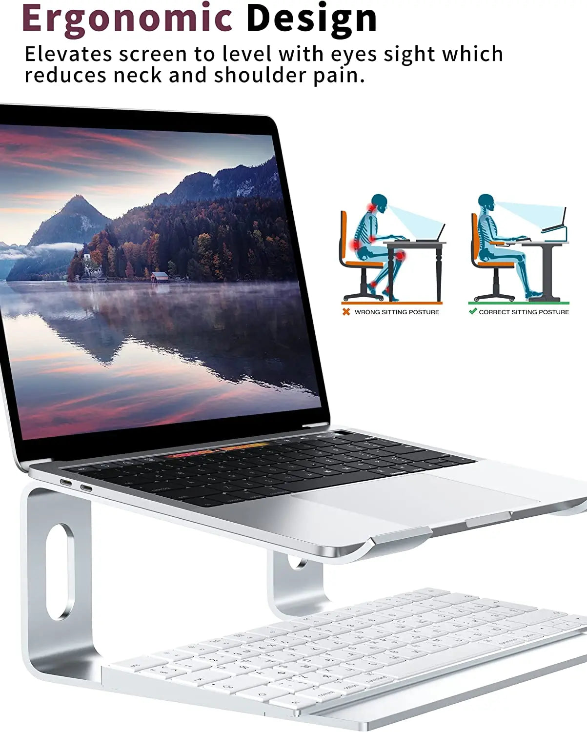 Premium Portable Aluminum Laptop Stand | Notebook Support, Computer Mount for MacBook Air/Pro/M3/M2/M1: 16,14,13-inch | 2024/2023/2022/2020 Series , Accessories, Foldable Lap-Top Base for PC.