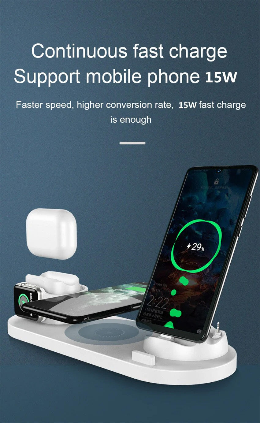 7-in-1 Charging Station Fast Wireless Charger | Fast Charging Dock 30W USB Type C  Apple Watch, AirPods, Smartphones, Apple iPhone, Samsung, iOS & Android Fast Charger