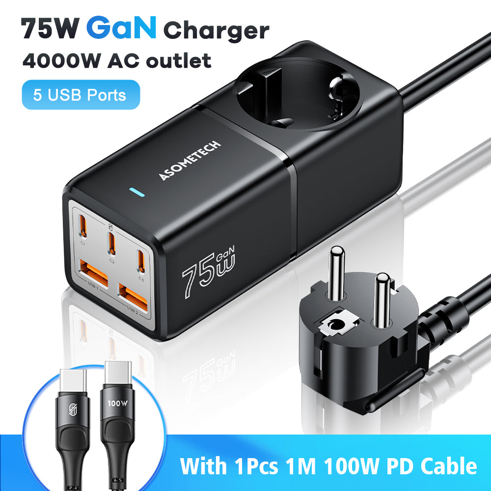 Premium 100W GaN3 Pro USB Charger Desktop Station - Type C PD QC Quick Charge 4.0 3.0 Fast Charging Smartphones, Apple iPhone, Samsung, iOS & Android