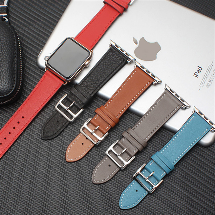 Premium Echtes Leder Armband für Apple Watch: 49mm, 45mm, 44mm, 42mm, 41mm, 40mm, Damen/Herren, iWatch Ultra/9/8/7/6/5/4/SE 