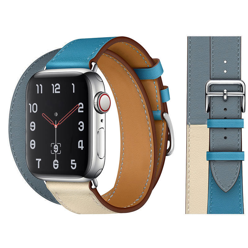 Premium Echtes Leder Armband für Apple Watch: 49mm, 45mm, 44mm, 42mm, 41mm, 40mm, Damen/Herren, iWatch Ultra/9/8/7/6/5/4/SE 