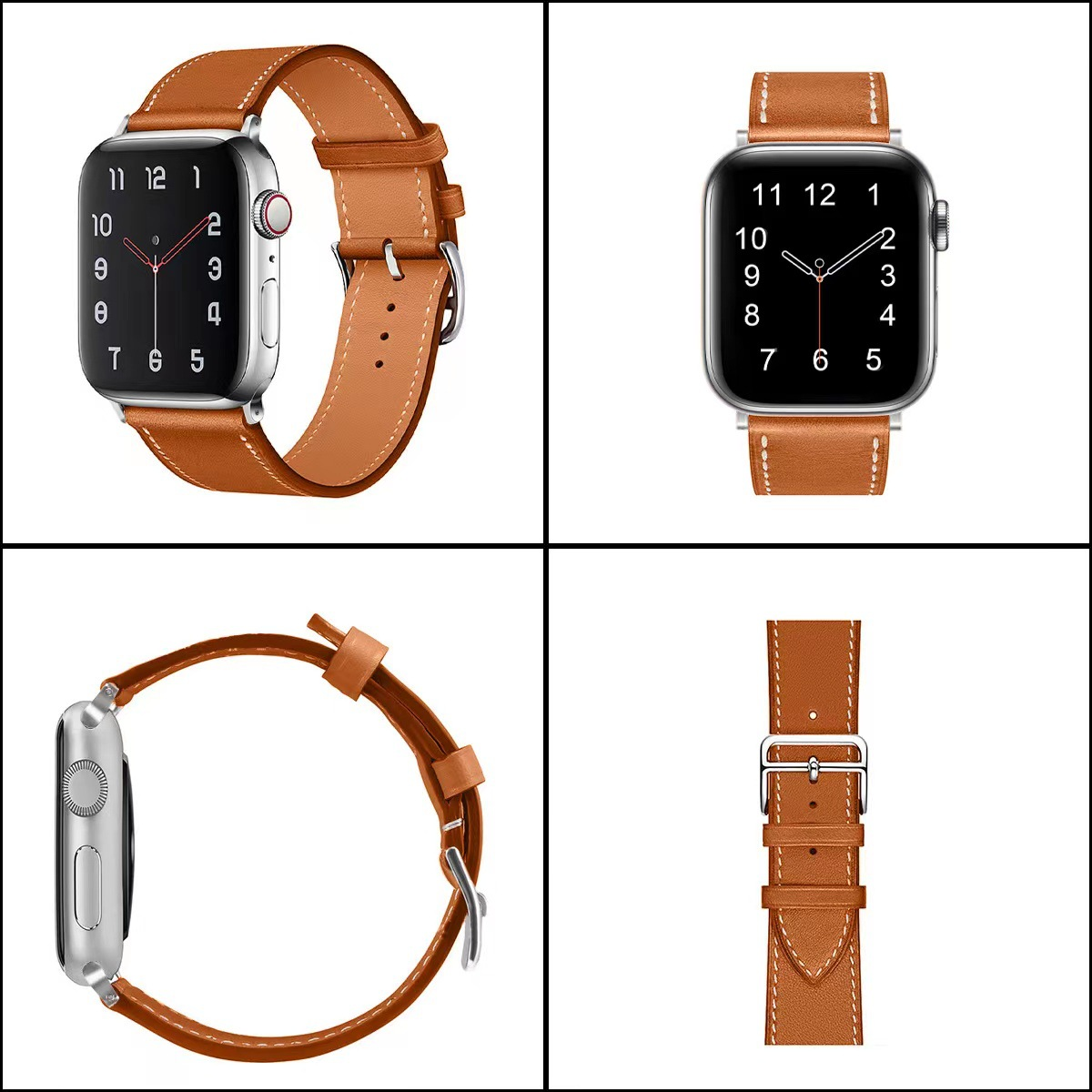 Premium Echtes Leder Armband für Apple Watch: 49mm, 45mm, 44mm, 42mm, 41mm, 40mm, Damen/Herren, iWatch Ultra/9/8/7/6/5/4/SE 