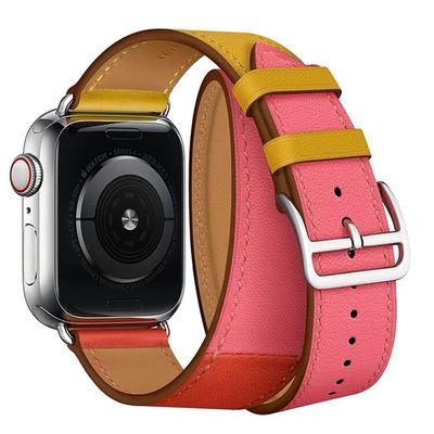 Premium Echtes Leder Armband für Apple Watch: 49mm, 45mm, 44mm, 42mm, 41mm, 40mm, Damen/Herren, iWatch Ultra/9/8/7/6/5/4/SE 