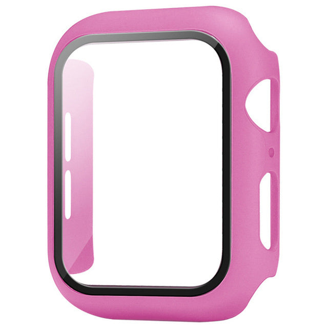 Hochwertige Glasabdeckung-Hülle & Case für Apple Watch Serie 9/8/7/6/SE/5: 44mm, 40mm, 41mm, 45mm, 42mm, 38mm | Cover