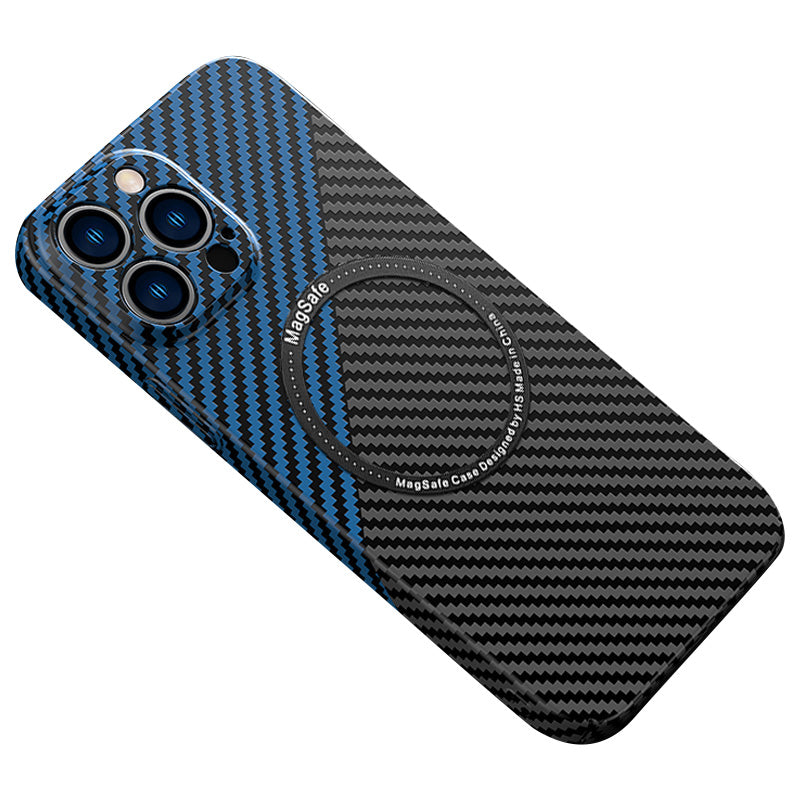 High-Quality Carbon Fiber Magnetic iPhone Case | MagSafe Case with 360-Degree Protection & Camera Lens Cover for Apple iPhone 16/15/14/13/12 Pro Max, Plus, Mini Cover | Shockproof Phone Case with Armor Shell & Bumper Cover | Premium Protective Cover