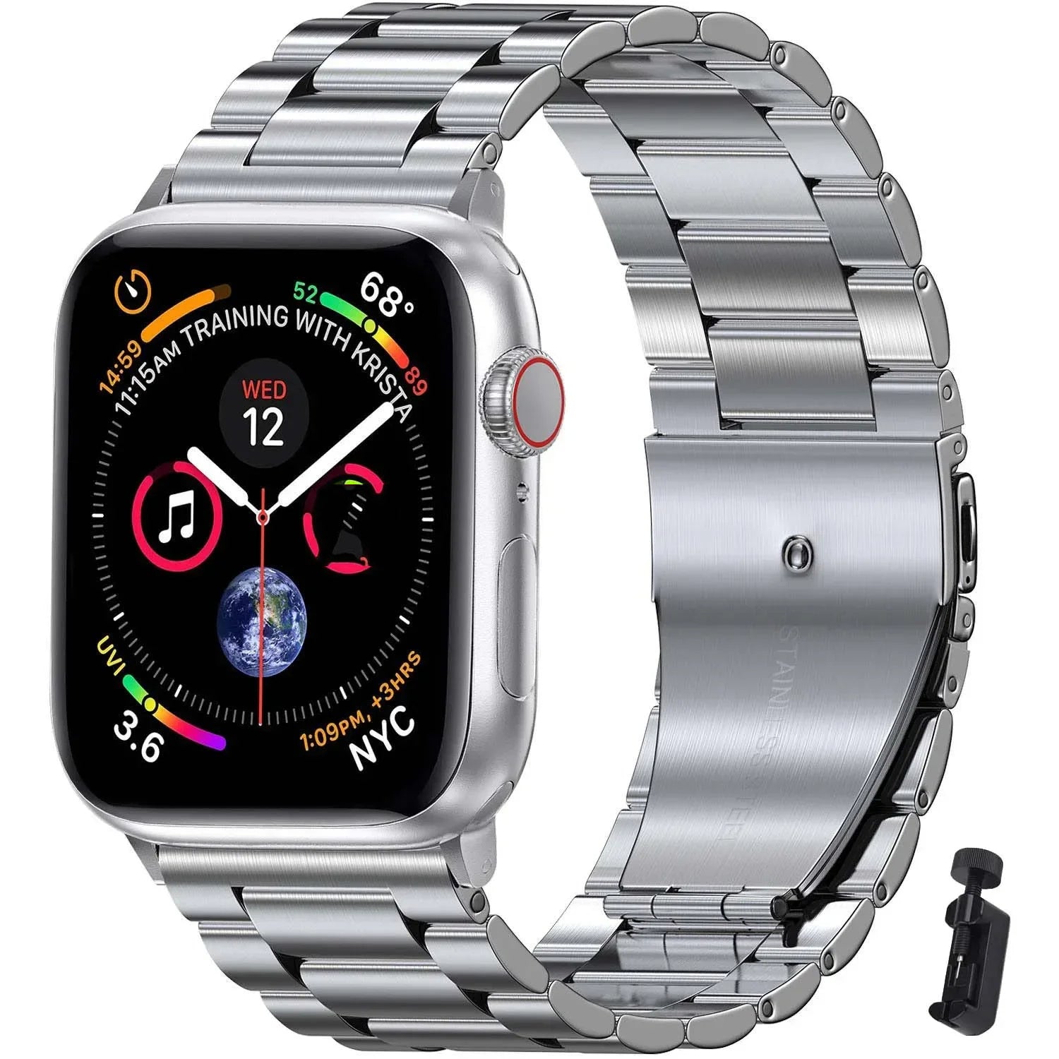 Metal Band for Apple Watch 49mm, 45mm, 44mm, 42mm, 41mm, 40mm | Premium Stainless Steel Bracelet for iWatch Ultra10/9/8/7/6/5/4/3/2/1 & Ultra 2/1, SE: 2024, 2023, 2022, 2021, 2020, 2019, 2018, 2017, 2016SE | Top-Quality Strap