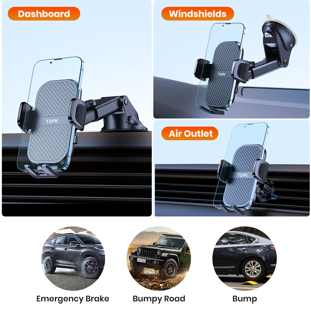 Premium Universal Car Phone Holder with Hook Clip, Vent Mount, 360° Rotation | Phone Holder for Car, Compatible with Smartphones, Apple iPhone, Samsung, iOS &amp; Android | Limited Edition