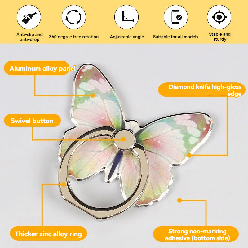 Premium Phone Stand Ring Buckle, Butterfly Cartoon, Cute & Creative: MagSafe Compatible for Smartphones, Apple iPhone, Samsung, iOS &amp; Android | Wholesale Ring Buckle Phone Stands