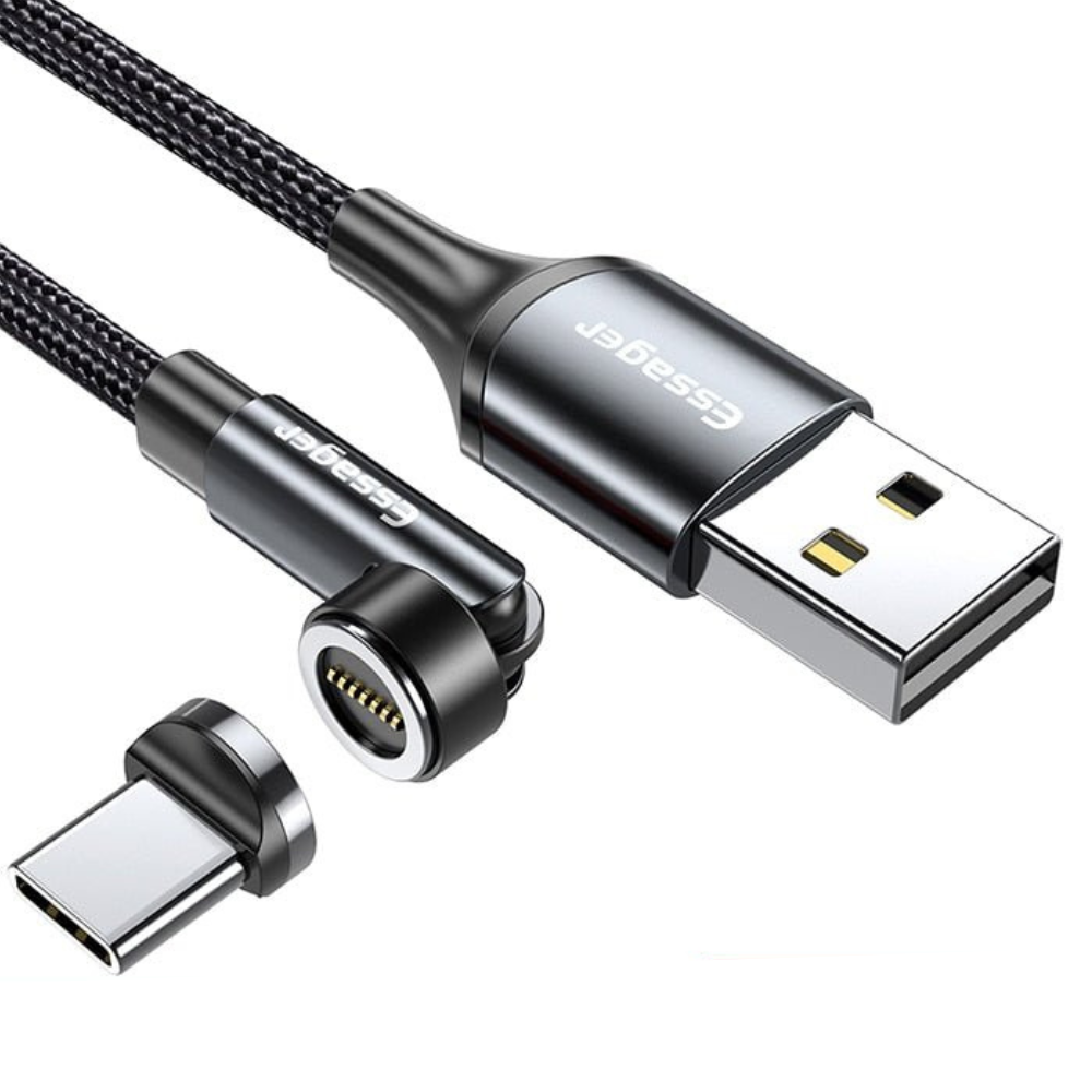 Schnellladendes 540° drehbares magnetisches Kabel für Apple iPhone, iOS, Samsung & Android - 3A Datenübertragung USB Typ C