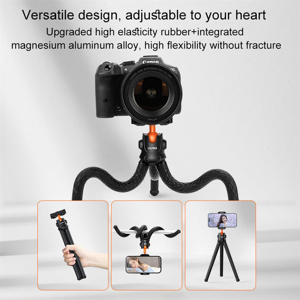 High-Quality Octopus Flex Tripod with 1/4 Screw, Ball Head & Cold Shoe: Universal Phone Clip for Apple iPhone 15/14/13/12/11 Pro Max/Plus/Mini,  SLR, DSLR Camera, GoPro Smartphones, Apple iPhone, Samsung, iOS &amp; Android  | Professional Photo/Video