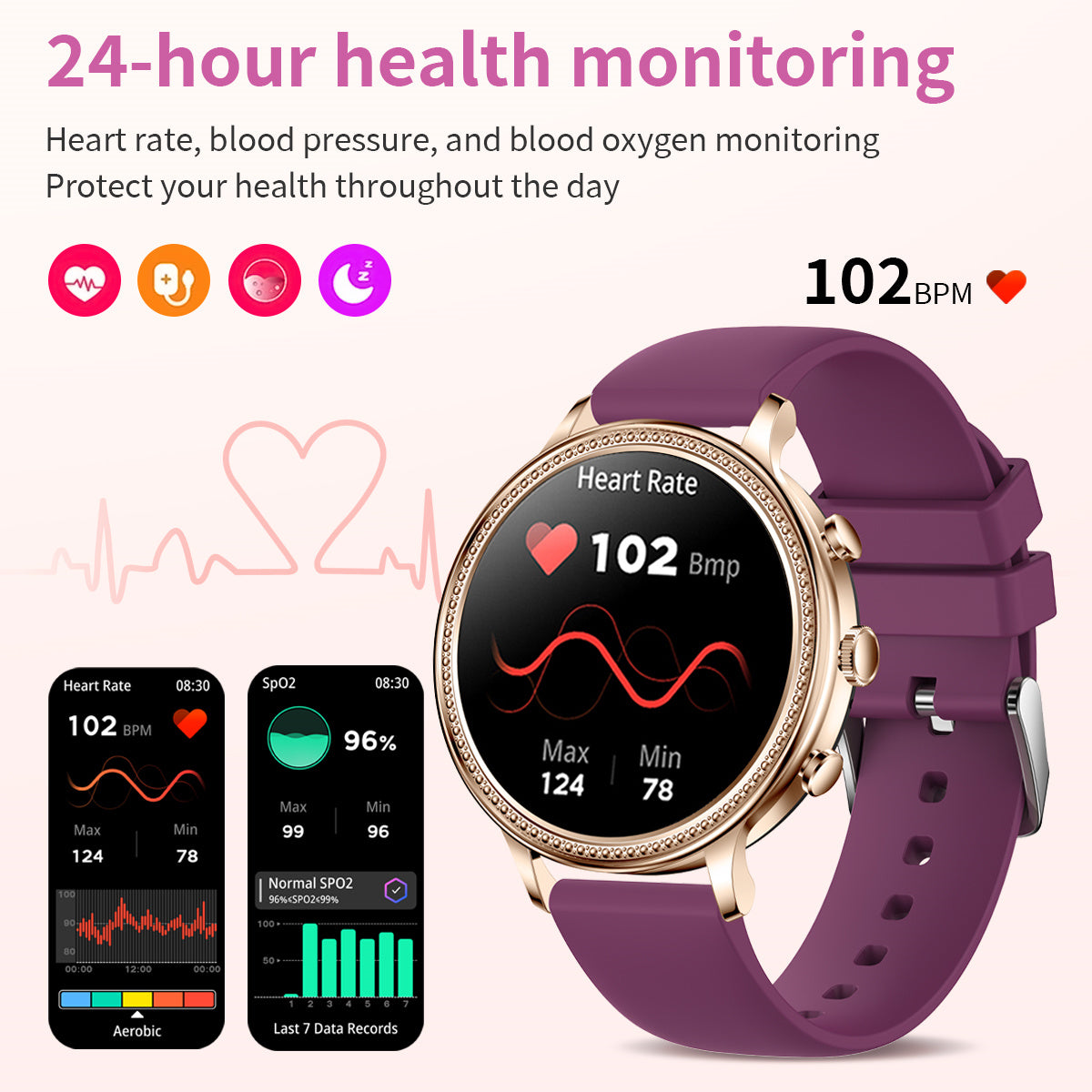 Luxury Lige Luxus Smartwatches für Frauen Bluetooth Anruf Telefon Gesundheitsmonitor Sport Smartwatch Geschenk | Limitierte 