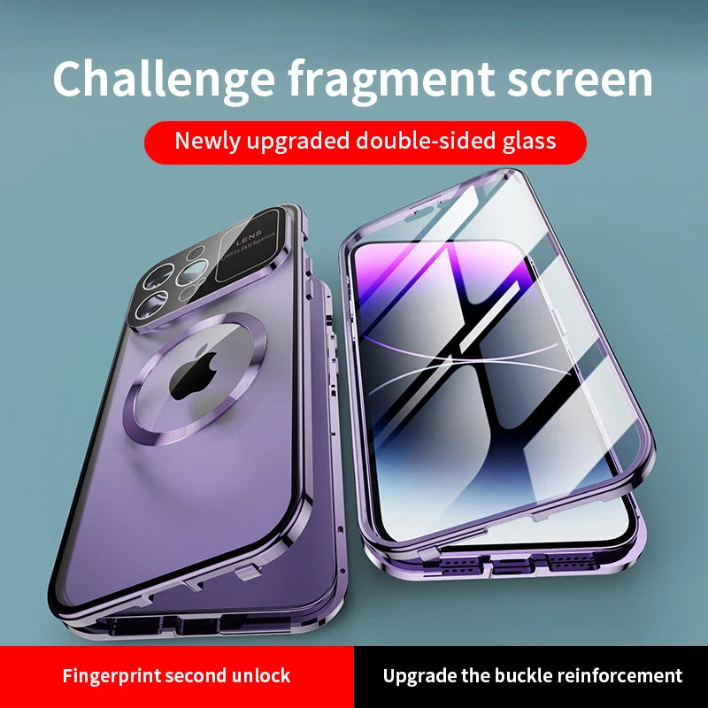 iPhone Case with MagSafe: Premium Double-Sided HD Glass Case with Wireless Charging and Camera Lens Protection | Shockproof Cover with Magnetic Armor for Apple iPhone 16/15/14/13/12 Pro Max Plus Mini | Luxury Phone Case