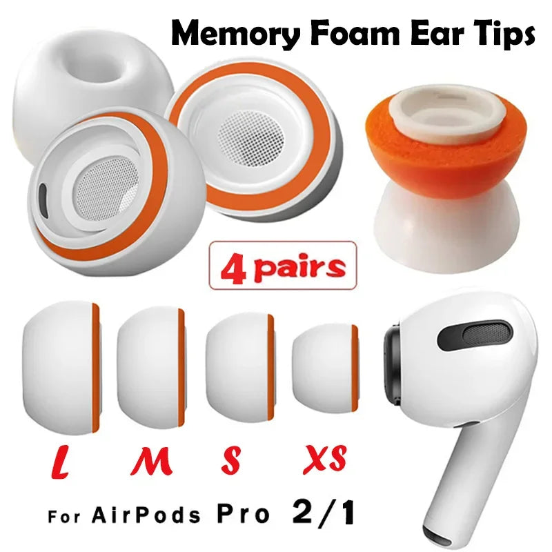 Memory Foam-Ohrstöpsel und Silikon-Ohrpolster als Ersatz für Apple AirPods Pro 2 – Premium-Ohrstöpsel in den Größen Small, Medium und Large