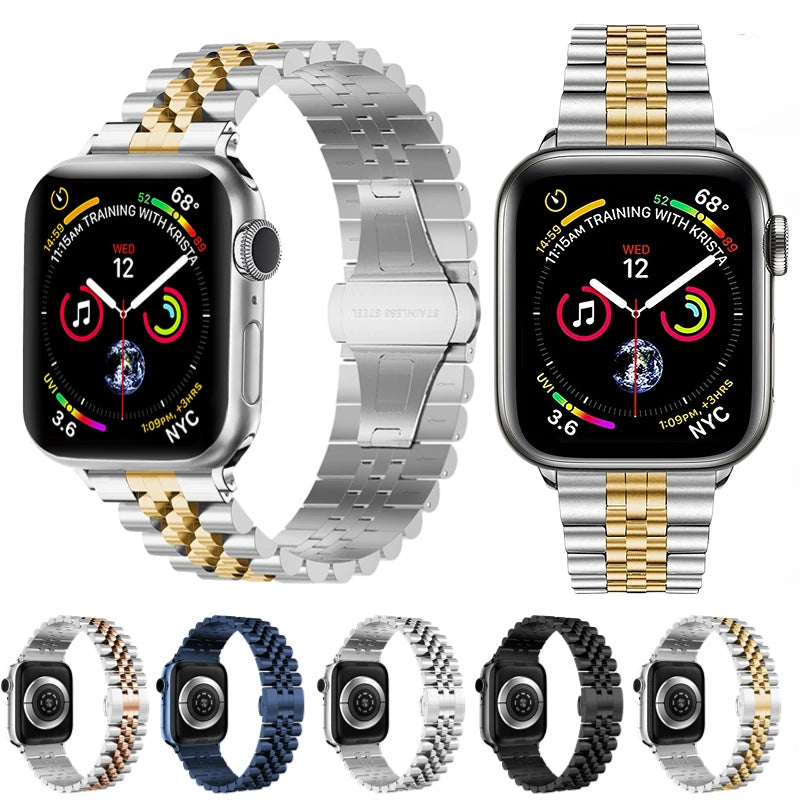 Metal Band for Apple Watch 49mm, 45mm, 44mm, 42mm, 41mm, 40mm | Premium Stainless Steel Bracelet for iWatch Ultra10/9/8/7/6/5/4/3/2/1 & Ultra 2/1, SE: 2024, 2023, 2022, 2021, 2020, 2019, 2018, 2017, 2016SE | Top-Quality Strap