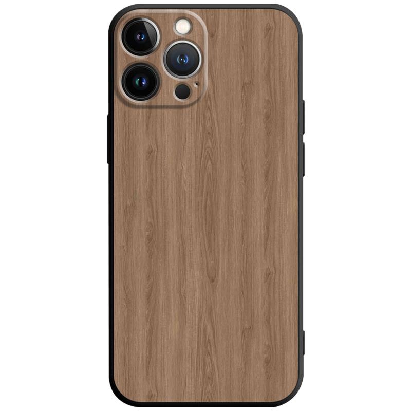 Premium Handyhülle, Abdeckung Braune glatte Holzmaserung Metallic Fall schwarz Phone 15/13/11/14 Pro Max/12/X/XS/8/7 Plus/XR 