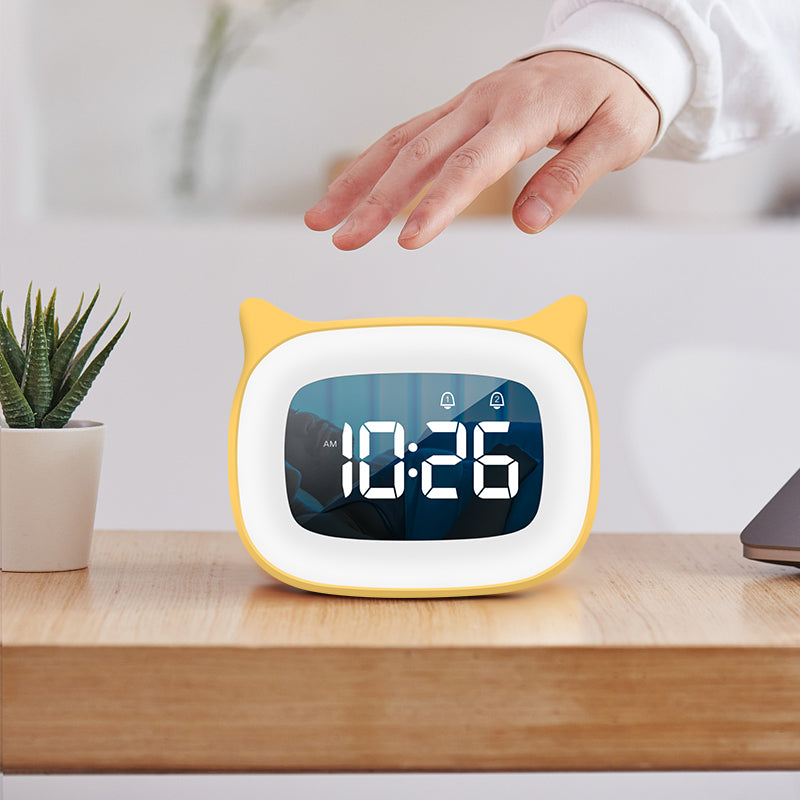 Premium Wiederaufladbarer Digitaler Wecker mit Nachtlicht Touch Snooze Always-On Display Desktop Tischuhr 12/24h Dual Alarm