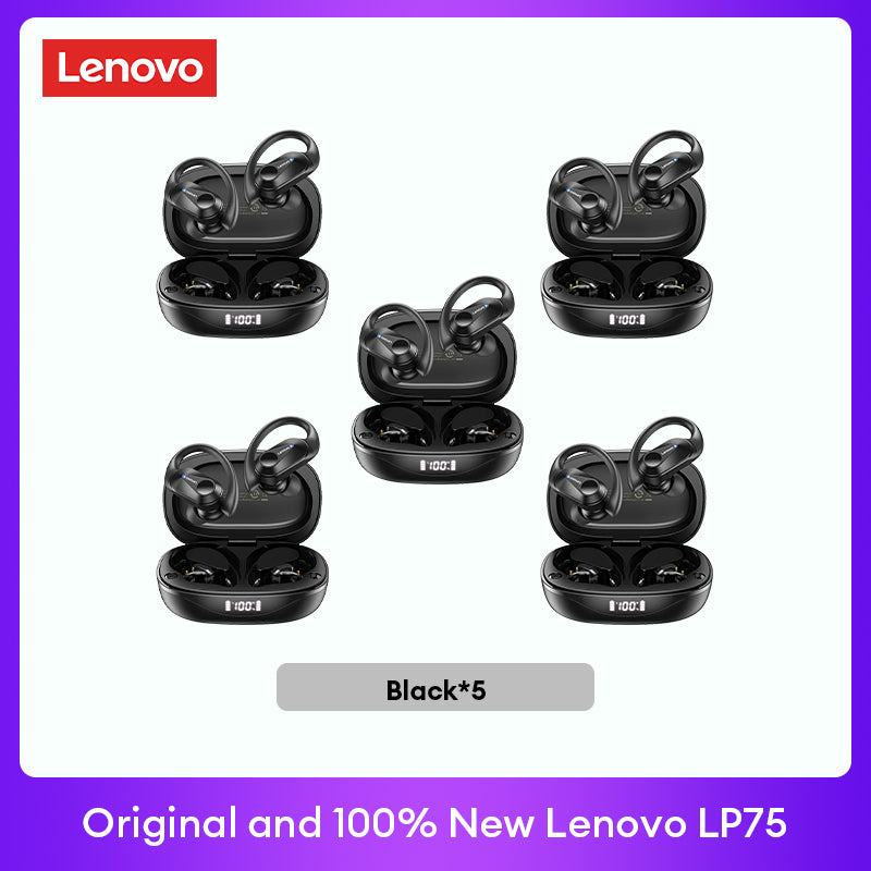 Lenovo LP75 Premium Bluetooth 5.3 Headphones TWS Wireless Sport LED Digital Display HiFi Stereo Noise Cancelling Gaming Earbuds | Limited Edition