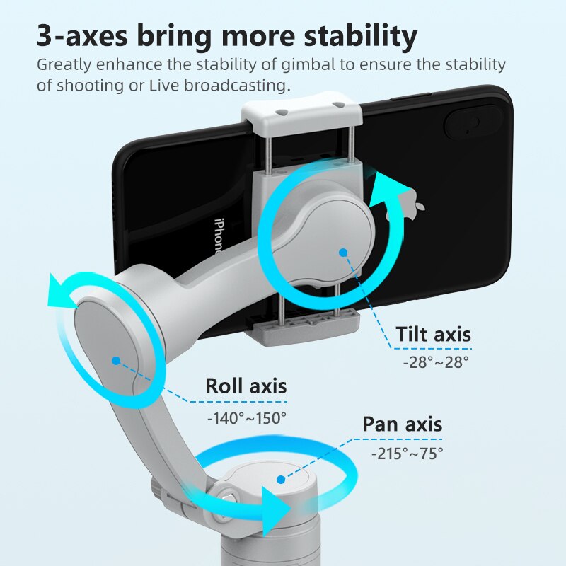 3-Achsen Faltbarer Handheld-Gimbal-Stabilisator Smartphones: Hochwertige Anti-Wackel Videoaufnahme | iPhone &