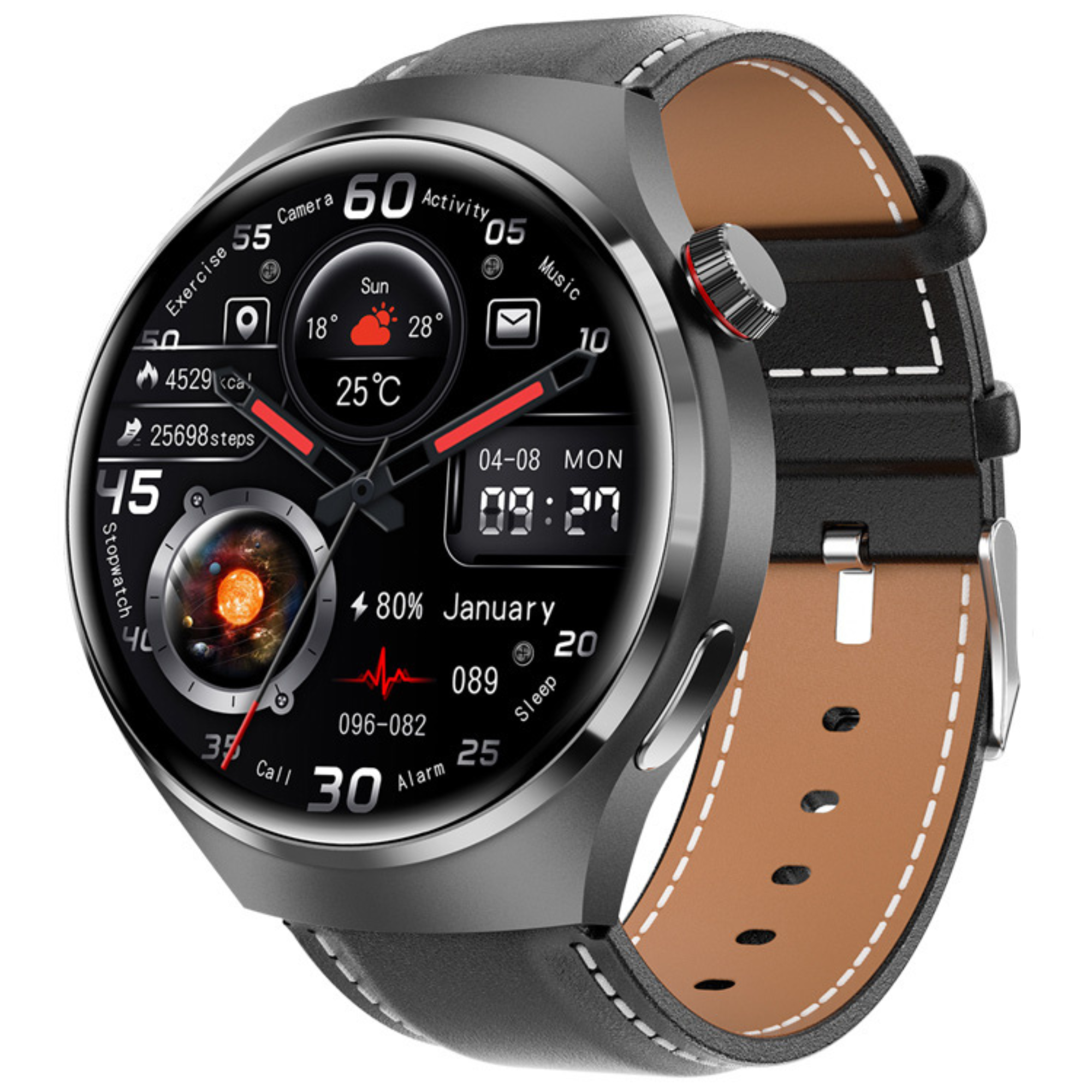 Premium Smartwatch für Männer | Uhr 4 Pro mit AMOLED HD Bildschirm Bluetooth Anruf, GPS Herzfrequenzmessung