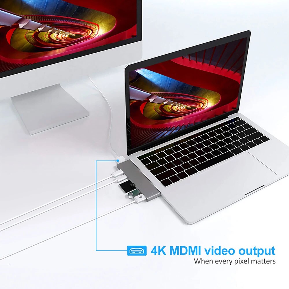 Premium USB 3.1 Typ-C Hub zu HDMI Adapter 4k Thunderbolt 3 USB C Hub 3.0  | MacBook Air Pro M3 M2 M1 Chip Erweitern Sie Ihre