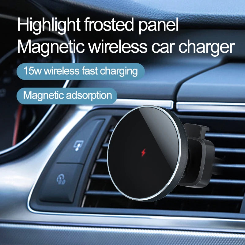 High-Quality Magnetic 30W Wireless Car Charger with Phone Mount for Smartphones, Apple iPhone, Samsung, iOS & Android | Fast Charging Station and Car Holder