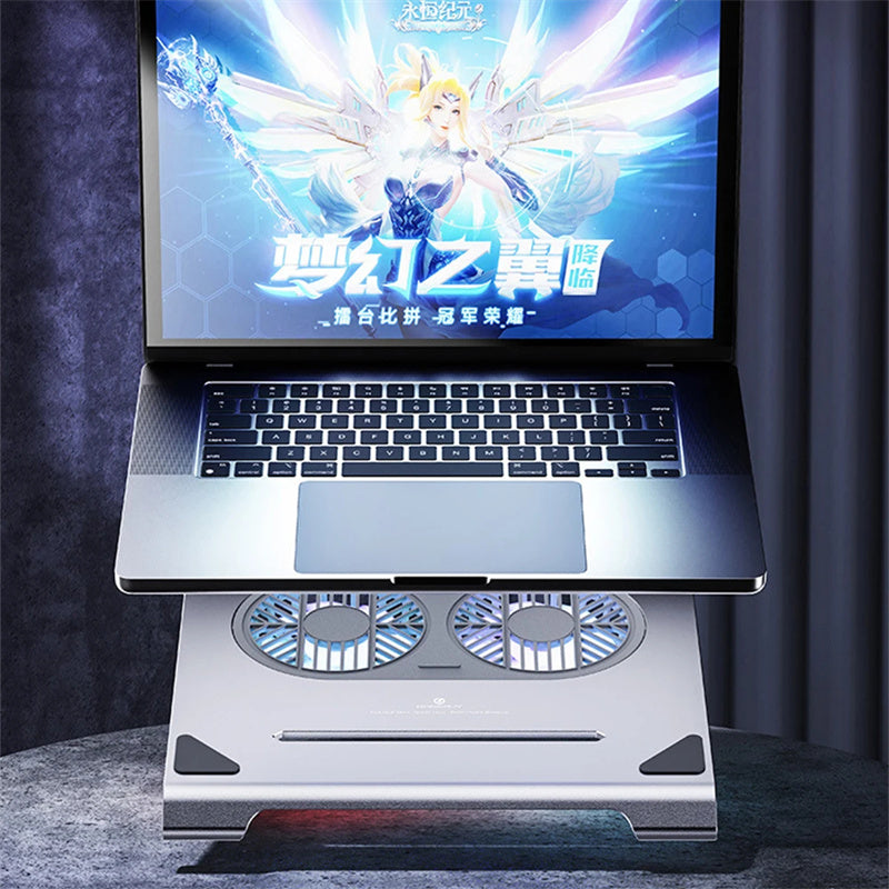 Premium Portable Aluminum Laptop Stand | Notebook Support, Computer Mount for MacBook Air/Pro/M3/M2/M1: 16,14,13-inch | 2024/2023/2022/2020 Series , Accessories, Foldable Lap-Top Base for PC.