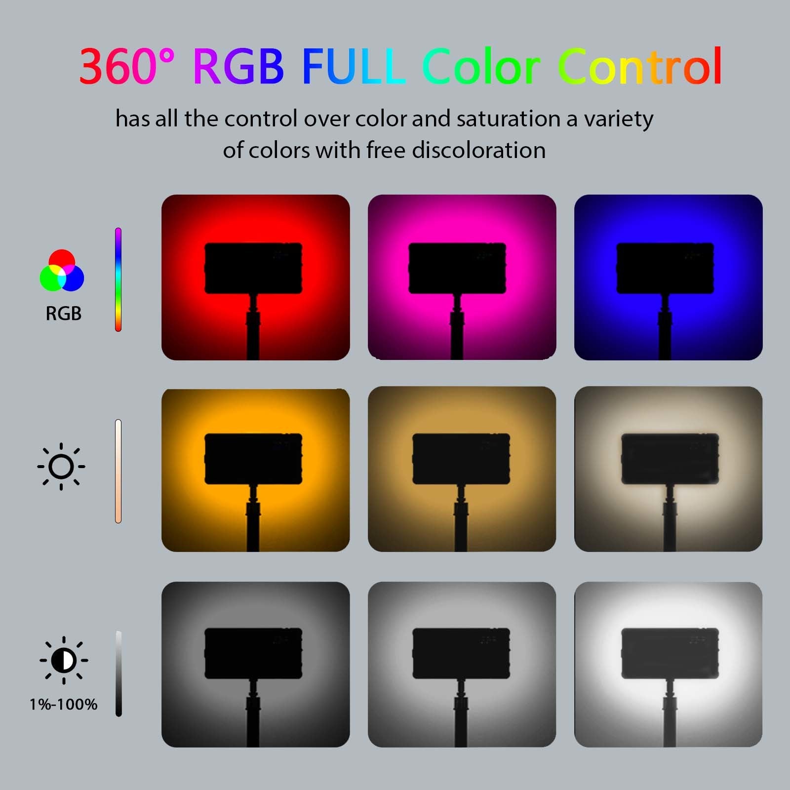 Premium RGB LED Video Light for Professional Video/Photography, Compatible with Smartphones, Apple iPhone, Samsung, iOS & Android & Professional Cameras, CRI95+, 2500-9000K, LCD Display, Cold Shoe, For Vlog & Live Streaming, Limited Edition