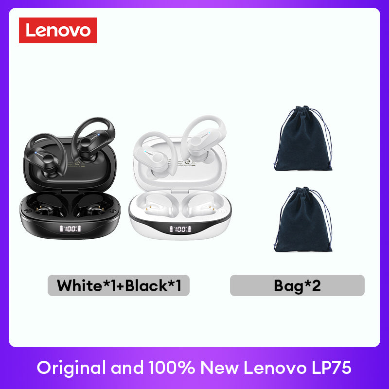 Lenovo LP75 Premium Bluetooth 5.3 Headphones TWS Wireless Sport LED Digital Display HiFi Stereo Noise Cancelling Gaming Earbuds | Limited Edition