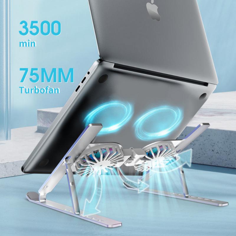 Premium Foldable Laptop and Tablet Stand with Cooling Fan: Ideal for Gaming Notebooks, MacBook Air/Pro/M3/M2/M1: 16,14,13-inch | 2024/2023/2022/2020 Series | Portable Accessory for Enhanced Cooling