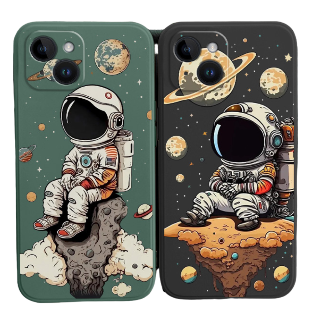 High-Quality Cute Saturn & Astronaut Design iPhone Case | MagSafe Case with Camera Lens Protector for Apple iPhone 16/15/14/13/12 Pro Max Plus Mini Cover | Heavy Duty, Bumper Cover Phone Case | Premium Silicone Protective Cover