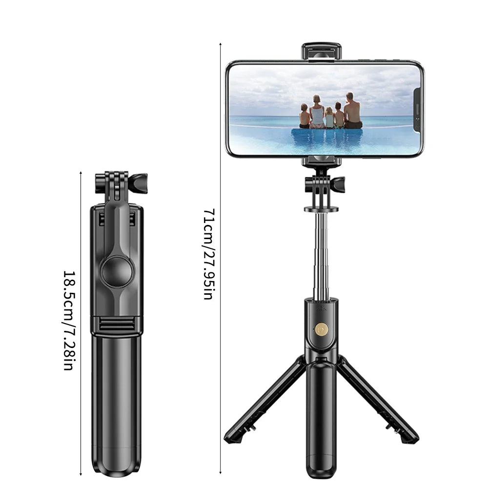 Premium Wireless Selfie Stick & Tripod Stand: For Apple iPhone 15/14/13/12/11 Pro Max/Plus/Mini, Android, Samsung, GoPro | Cameras, Smartphones, Apple iPhone, Samsung, iOS & Android - Stable Live Shooting | Limited Edition