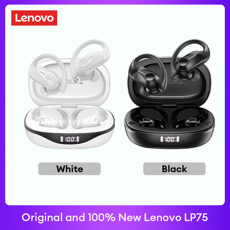 Lenovo LP75 Premium Bluetooth 5.3 Headphones TWS Wireless Sport LED Digital Display HiFi Stereo Noise Cancelling Gaming Earbuds | Limited Edition