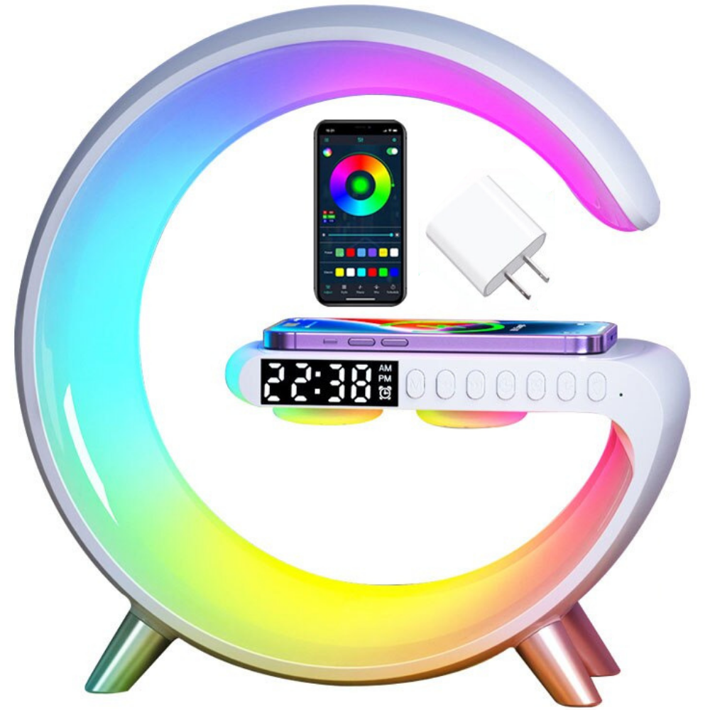 Universal RGB Ladestation LED Kabellose Ladegerät Wecker Bluetooth Lautsprecher | Charging Station Schnellladestation USB C iPhone, Android, Samsung - Phone Heaven Zone