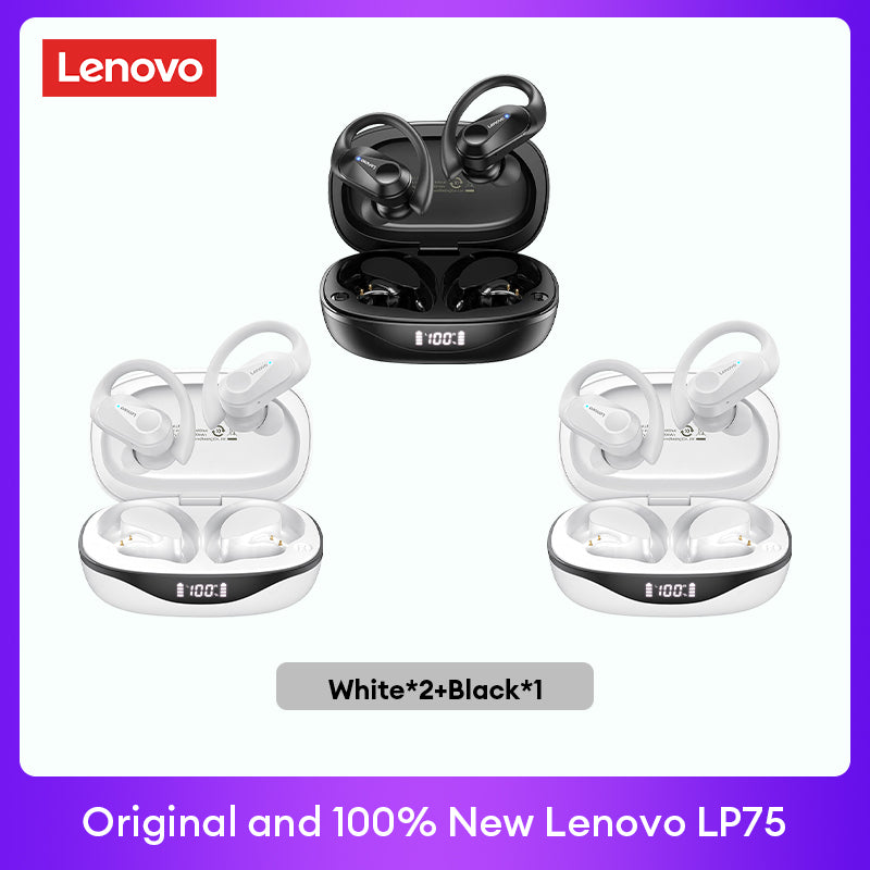 Lenovo LP75 Premium Bluetooth 5.3 Headphones TWS Wireless Sport LED Digital Display HiFi Stereo Noise Cancelling Gaming Earbuds | Limited Edition