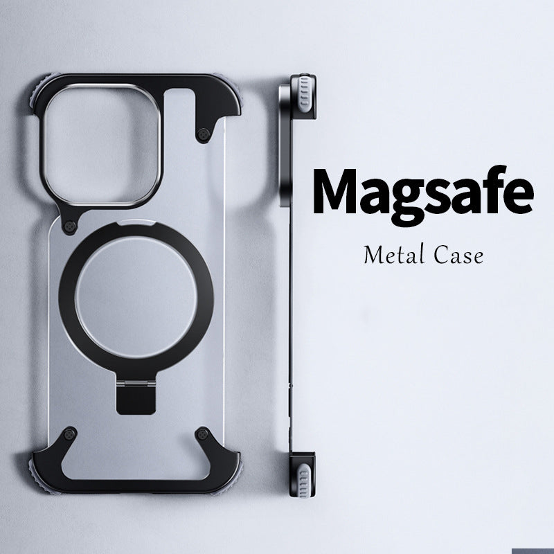 Premium magnetische randlose matte Metall Telefonhülle, Abdeckung, | Apple iPhone 14/13/15 Pro Max Plus - Aluminiumständer